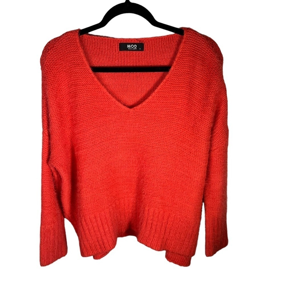 Mod Black Label Orange V Neck Sweater